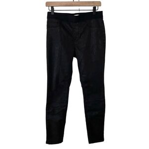 1. State Coated Snake Design Casual Skinny‎ Leggings Pants Black Size Small
